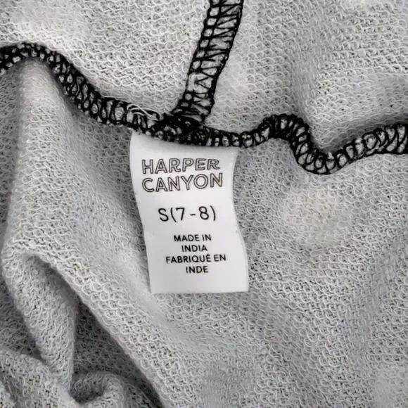 Harper Canyon Girls Black White Polka Dot Pullover Hoodie Sweatshirt S 7/8 NWT - Picture 4 of 5